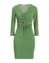 Haveone Woman Mini Dress Green Size S Polyester, Elastane