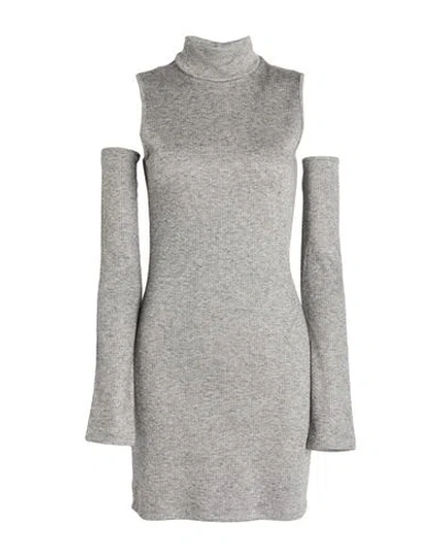 Haveone Woman Mini Dress Light Grey Size M Viscose, Polyester, Polyamide, Elastane In Gray
