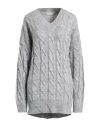 Haveone Woman Mini Dress Light Grey Size Onesize Acrylic, Wool, Viscose, Alpaca Wool In Gray