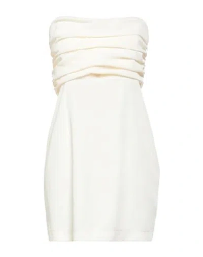 Haveone Woman Mini Dress Off White Size M Polyester, Elastane