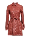 Haveone Woman Mini Dress Rust Size M Polyurethane, Polyester In Red