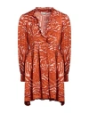 Haveone Woman Mini Dress Rust Size M Viscose In Multi