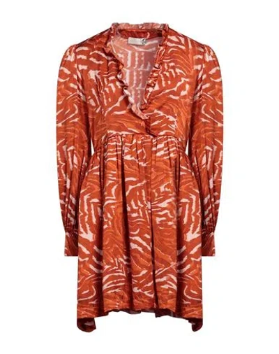 Haveone Woman Mini Dress Rust Size M Viscose In Multi