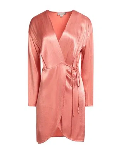 Haveone Woman Mini Dress Salmon Pink Size L Viscose