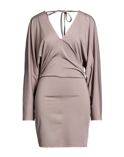 Haveone Woman Mini Dress Taupe Size M Polyester, Elastane In Brown