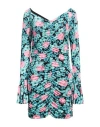 Haveone Woman Mini Dress Turquoise Size M Polyester, Elastic Fibres In Multi