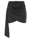 Haveone Woman Mini Skirt Black Size S Polyester, Elastic Fibres
