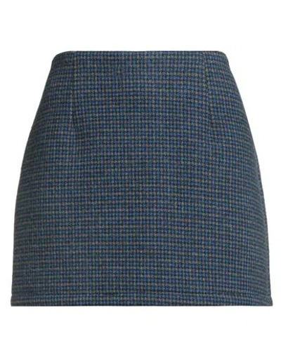 Haveone Woman Mini Skirt Blue Size M Polyester, Cotton, Acrylic, Elastane
