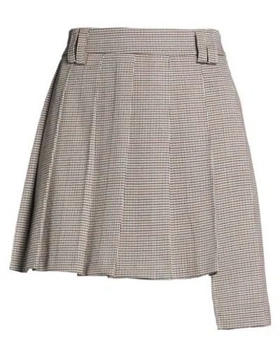 Haveone Woman Mini Skirt Brown Size M Polyester, Viscose, Elastane In Gray