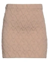 Haveone Woman Mini Skirt Camel Size Onesize Cotton, Polyester, Elastane In Beige