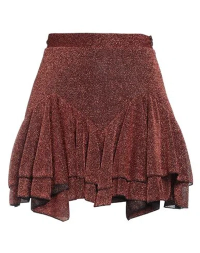 Haveone Woman Mini Skirt Copper Size M Polyamide, Metallic Fiber, Polyester In Orange