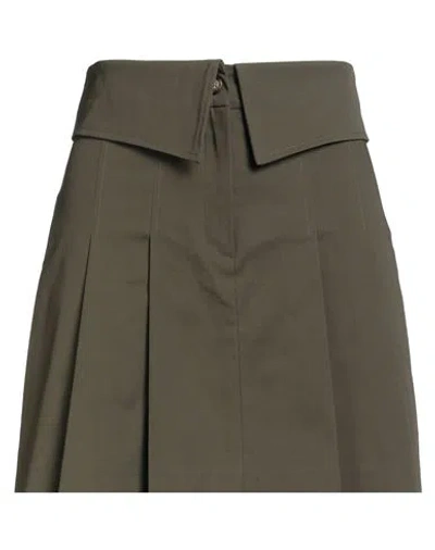 Haveone Woman Mini Skirt Military Green Size M Cotton, Elastane