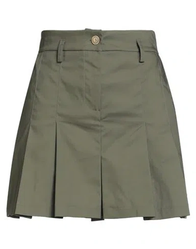 Haveone Woman Mini Skirt Military Green Size M Cotton, Polyamide, Elastane