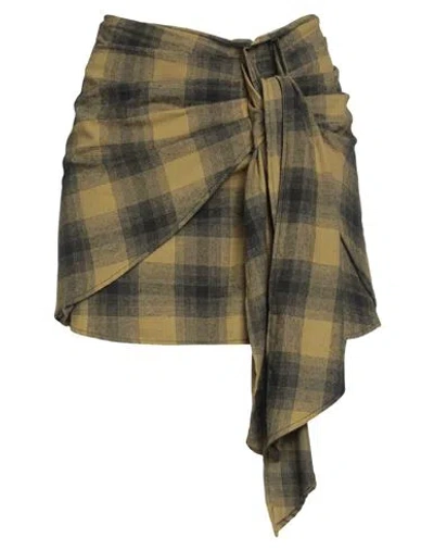 Haveone Woman Mini Skirt Military Green Size M Cotton, Polyester In Multi