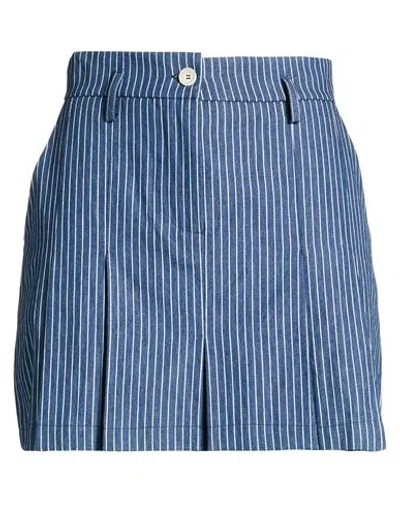 Haveone Woman Mini Skirt Navy Size S Cotton In Blue