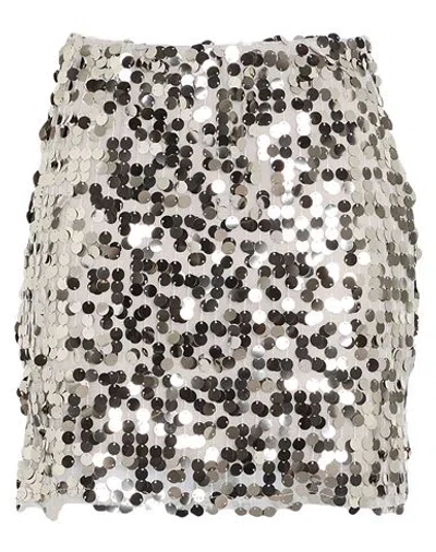Haveone Woman Mini Skirt Silver Size M Polyester In White