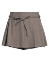 Haveone Woman Mini Skirt Taupe Size M Polyester, Viscose, Elastane In Gray