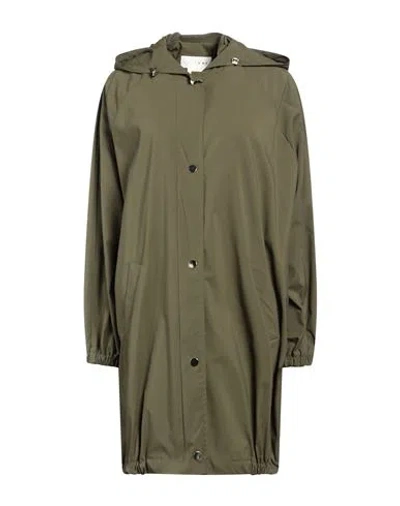 Haveone Woman Overcoat & Trench Coat Military Green Size M Polyester