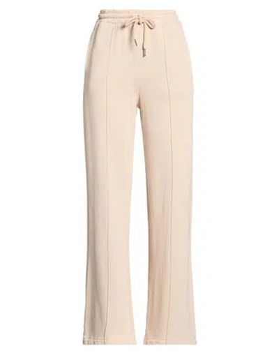 Haveone Woman Pants Beige Size L Polyester, Cotton In Brown