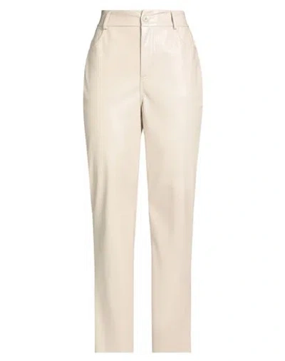 Haveone Woman Pants Beige Size L Polyurethane In Gold