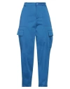 Haveone Woman Pants Blue Size S Polyester, Cotton, Elastane
