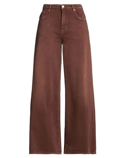 Haveone Woman Pants Brown Size M Cotton