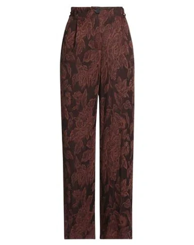 Haveone Woman Pants Brown Size M Viscose, Polyamide