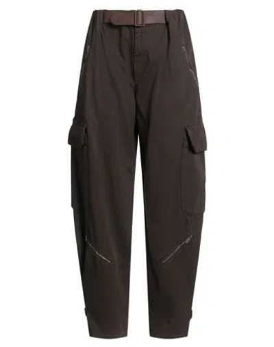 Haveone Woman Pants Chocolate Brown Size S Cotton