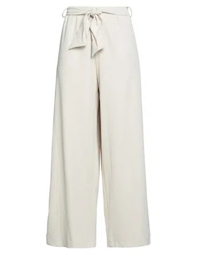 Haveone Woman Pants Cream Size S Polyester, Elastane In White