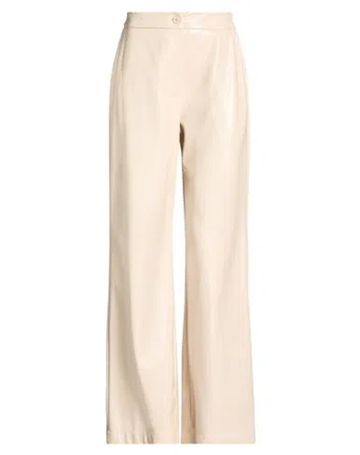 Haveone Woman Pants Cream Size Xs Polyurethane In Pink