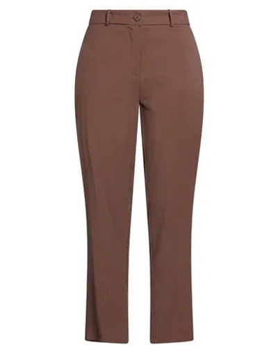 Haveone Woman Pants Dark Brown Size Xs Viscose, Polyester