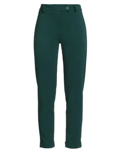 Haveone Woman Pants Dark Green Size M Polyester, Elastane