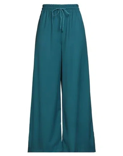 Haveone Woman Pants Deep Teal Size M Polyester, Viscose, Elastane In Green