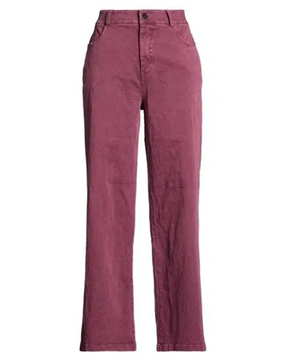 Haveone Woman Pants Garnet Size S Cotton, Elastane In Purple