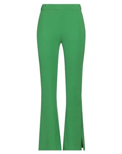 Haveone Woman Pants Green Size M Polyester, Cotton, Nylon, Elastane