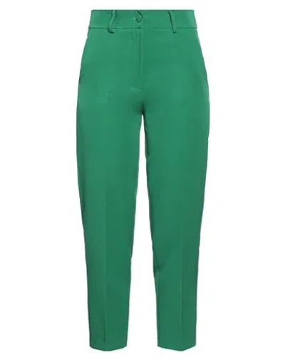 Haveone Woman Pants Green Size M Polyester, Elastane