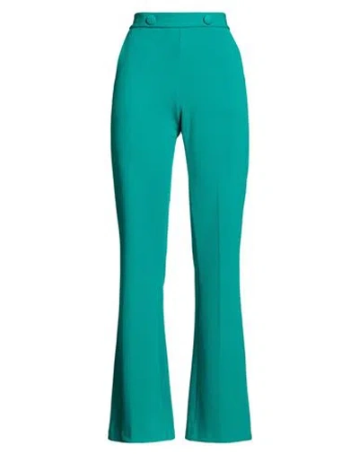 Haveone Woman Pants Green Size S Polyester, Elastane