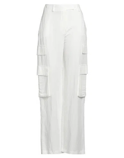 Haveone Woman Pants Ivory Size M Viscose, Linen In White