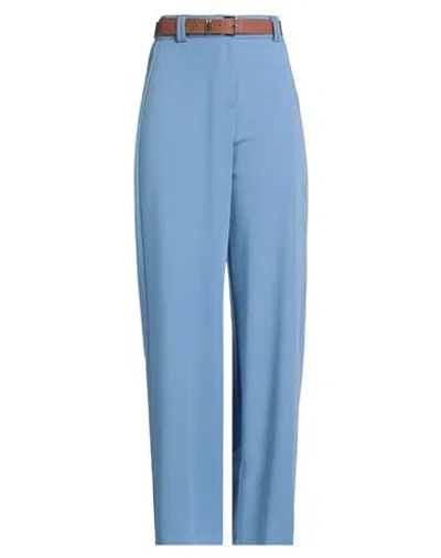 Haveone Woman Pants Light Blue Size L Polyester, Viscose, Elastane