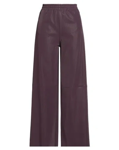 Haveone Woman Pants Plum Size M Polyester, Polyurethane In Purple