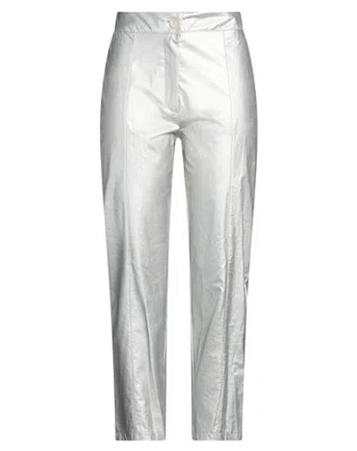 Haveone Woman Pants Silver Size Xs Polyurethane, Viscose