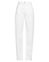 Haveone Woman Pants White Size M Cotton, Elastane In White
