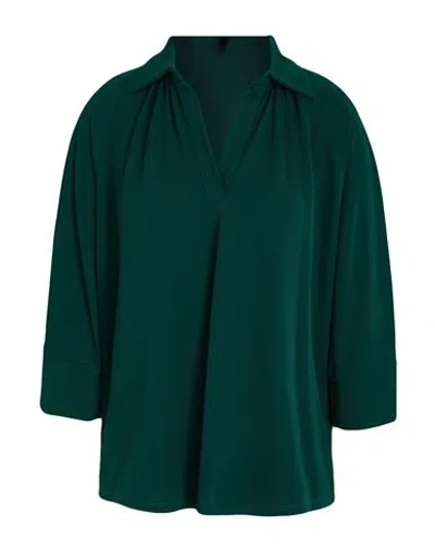 Haveone Woman Polo Shirt Dark Green Size M Polyester, Elastane