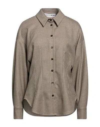 Haveone Woman Shirt Beige Size M Polyester, Viscose, Elastane, Lurex, Polyamide In Brown