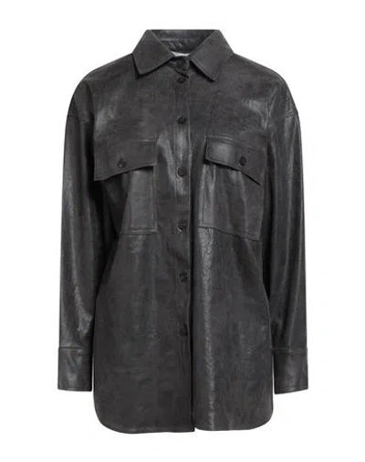 Haveone Woman Shirt Charcoal Size M Polyester, Elastane In Black