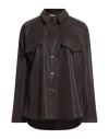 Haveone Woman Shirt Dark Brown Size M Polyester, Polyurethane