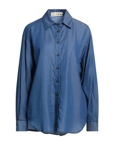 Haveone Woman Shirt Slate Blue Size S Tencel