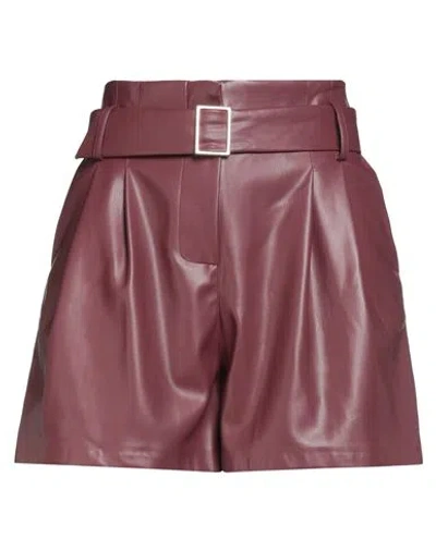 Haveone Woman Shorts & Bermuda Shorts Burgundy Size S Polyester