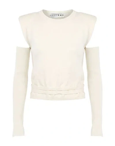 Haveone Woman Sweater Ivory Size Onesize Viscose, Polyester, Polyamide In White