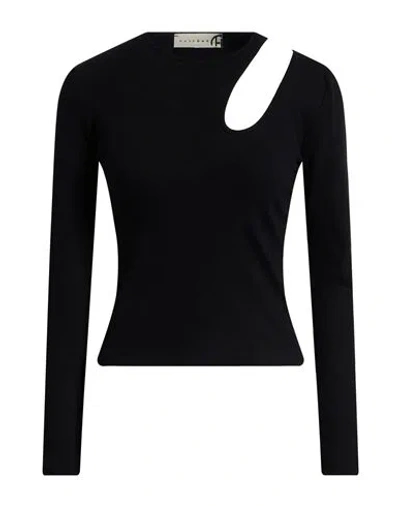 Haveone Woman T-shirt Black Size S Cotton, Elastane